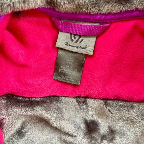 Champion Toddler Girls Full Zip Jacket Silky Fleece Sz 12 M Grey Pink Purple - Picture 3 of 4